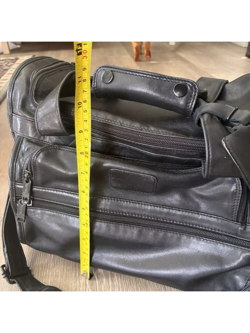 Tumi RARE alpha Square Small Weekender Duffel Black Leather Shoulder Strap Bag